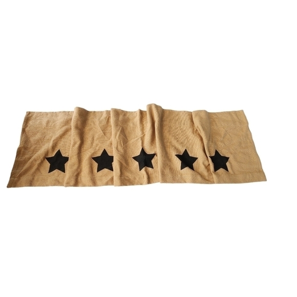 Burlap woven star print rustic window curtain valance 6ft long - Picture 1 of 13